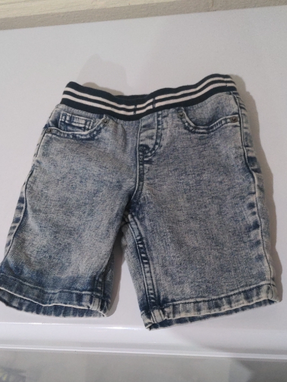 Kids 4T Toddler Denim Jean-Style Knit Waist Shorts - Navy Blue